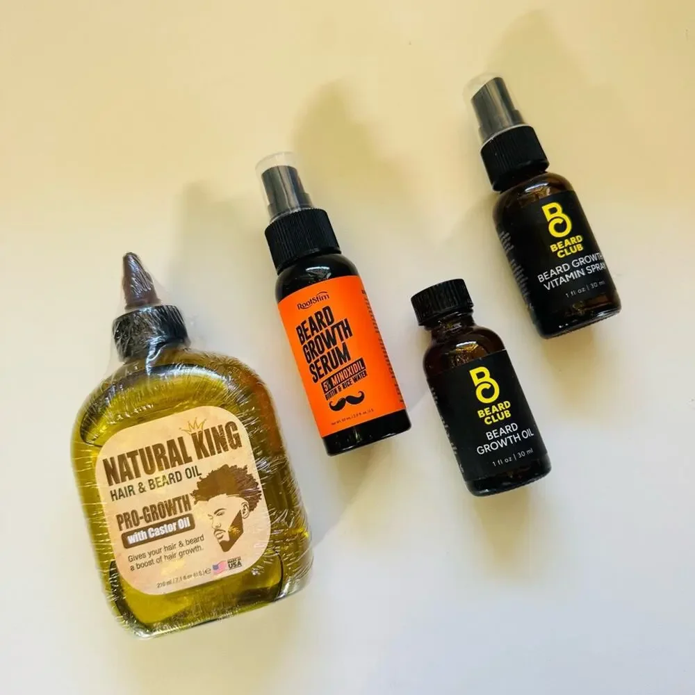 MENS NEW SEPHORA Beard Club Hair Grow Castor Oil Scented Vitamin Spray Bundle